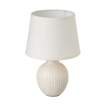 Veioza crem din ceramica cu abajur textil (inaltime 28 cm) - Casa Seleccion imagine