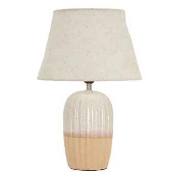 Veioza crem din ceramica cu abajur textil (inaltime 44 cm) Japandi - Mauro Ferretti imagine