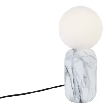 Veioza cu decor de marmura Leitmotiv Gala, inaltime 32 cm, alb imagine