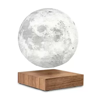 Veioza cu levitatie magnetica in forma de Luna Gingko Moon Walnut imagine