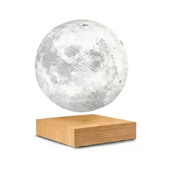 Veioza cu levitatie magnetica in forma de Luna Gingko White Ash imagine