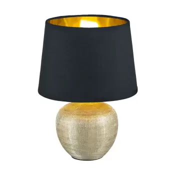 Veioza din ceramica si panza Trio Luxor, inaltime 26 cm, negru imagine