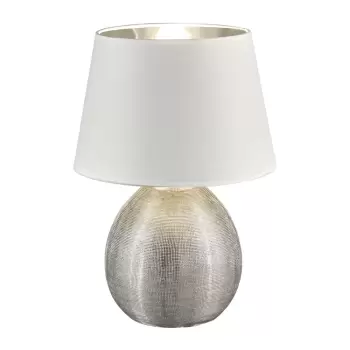 Veioza din ceramica si panza Trio Luxor, inaltime 35 cm, alb imagine