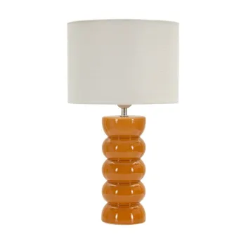 Veioza galben-mustar/alba din ceramica cu abajur textil (inaltime 46 cm) Torr - Mauro Ferretti imagine