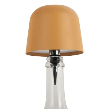 Veioza galben ocru LED sticla cu abajur din metal (inaltime 13 cm) Cone Hat LED - Leitmotiv imagine