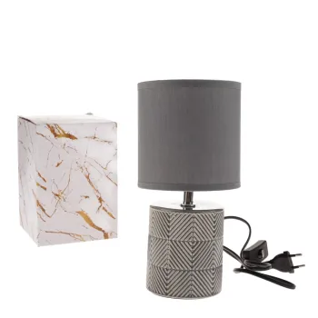 Veioza gri cu abajur textil (inaltime 27 cm) - Dakls imagine