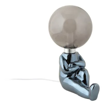 Veioza gri LED cu intensitate reglabila cu abajur din sticla (inaltime 22,5 cm) Joey - Leitmotiv imagine