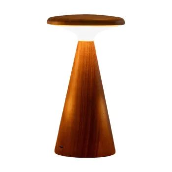 Veioza in culoare naturala inchisa LED cu abajur din lemn (inaltime 14 cm) Sylva - Gingko imagine