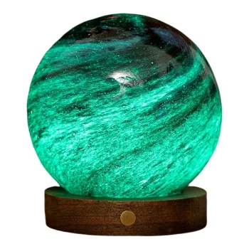 Veioza in culoare naturala inchisa LED cu abajur din sticla (inaltime 13 cm) Stellar Ocean - Gingko imagine