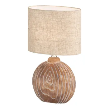 Veioza maro/bej din ceramica cu abajur textil (inaltime 39 cm) Tobse - Fischer & Honsel imagine