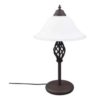 Veioza maro inchis cu abajur din sticla (inaltime 50 cm) Rustica - Trio imagine