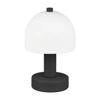 Veioza neagra-alba cu abajur din sticla (inaltime 19 cm) Glenn - Trio imagine