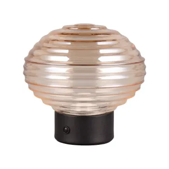 Veioza neagra/bej LED cu intensitate reglabila cu abajur din sticla (inaltime 14,5 cm) Earl - Trio imagine