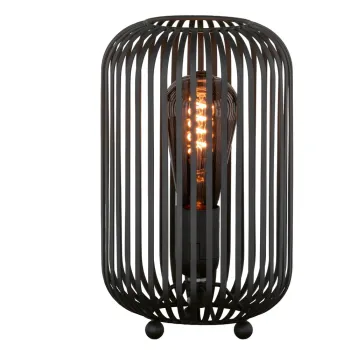 Veioza neagra cu abajur din metal (inaltime 25 cm) Cage - Fischer & Honsel imagine