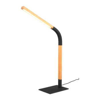Veioza neagra/in culoare naturala LED cu intensitate reglabila cu abajur din lemn (inaltime 73,5 cm) Norris - Trio imagine