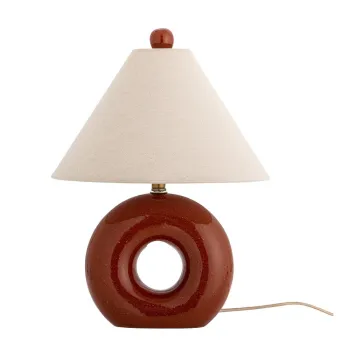 Veioza rosie/crem din ceramica cu abajur textil (inaltime 42 cm) Panja - Bloomingville imagine