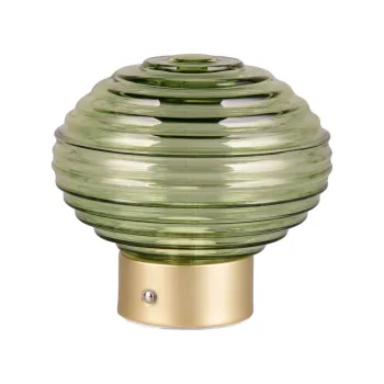 Veioza verde/aurie LED cu intensitate reglabila cu abajur din sticla (inaltime 14,5 cm) Earl - Trio imagine