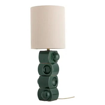Veioza verde/crem din ceramica cu abajur textil (inaltime 68 cm) Brady - Bloomingville imagine
