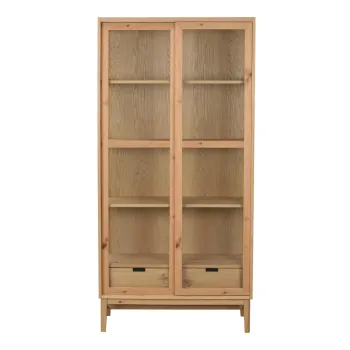 Vitrina natural cu aspect de lemn de stejar cu usa glisanta 100x203 cm Hazelton - Rowico imagine