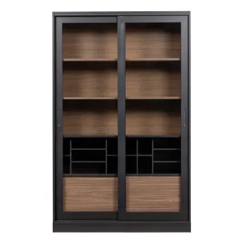 Vitrina neagra/in culoare naturala din lemn de pin cu usa glisanta 125x200 cm James - WOOOD imagine