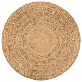 Covor impletit manual, 180 cm, iuta, rotund imagine