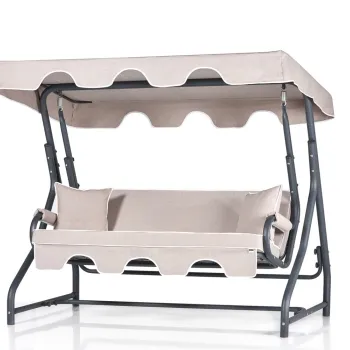 Balansoar de gradina RUTA 2, 3 locuri, crem, 200x110x165 cm imagine