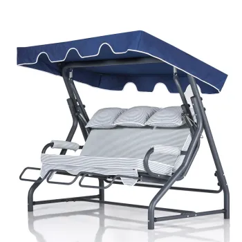 Balansoar de gradina SALVIA 1, 3 locuri, albastru, 200x110x165 cm imagine
