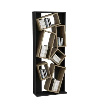 Biblioteca CARMEN, negru + stejar, 63x24x153,6 cm imagine