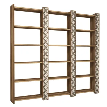 Biblioteca CITY 3, nuc + crem, 184,6x24,2x170 cm imagine