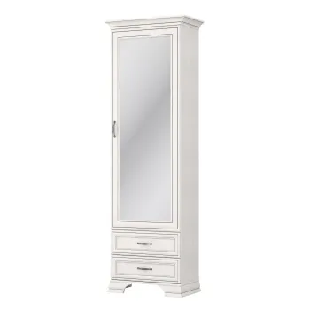 Biblioteca cu oglinda TIFFANY II, 1 usa, 2 sertare, crem fineline, 69x39,9x212,1 cm imagine