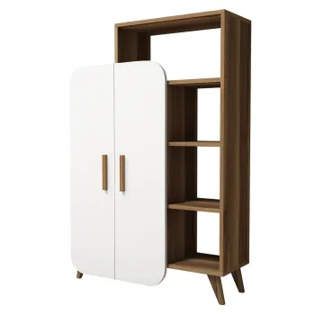 Biblioteca FORM, nuc + alb, 90x32x132 cm imagine