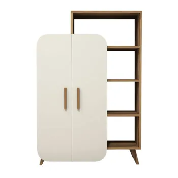 Biblioteca FORM, nuc + crem, 90x32x132 cm imagine