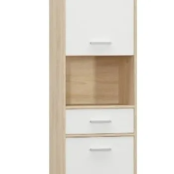 Biblioteca TIPS, 2 usi, 1 sertar, stejar sonoma + alb, 50,2x34,3x195,5 cm imagine