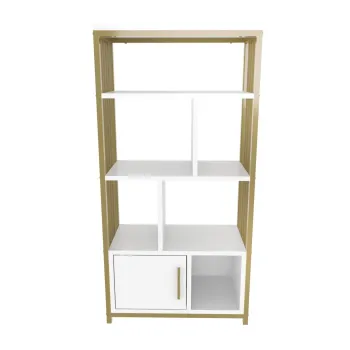 Biblioteca VALERO, alb + auriu, 60x29,6x120 cm imagine