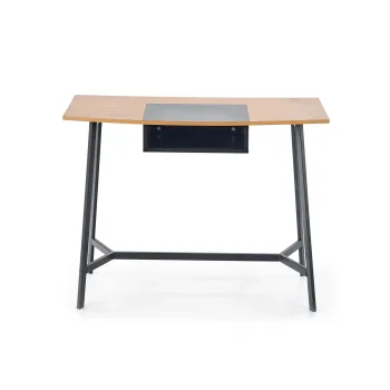 Birou B 41, cu raft depozitare, stejar + negru, 100x50x76 cm imagine