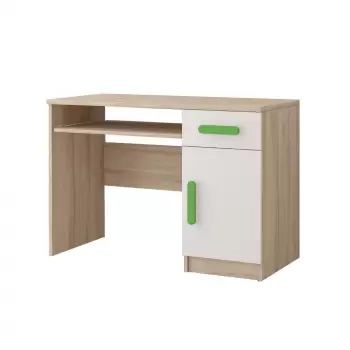 Birou SMYK III - 08, corp sonoma, front alb, verde, 110x76x50 cm imagine