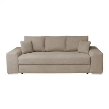 Canapea AMALIA II extensibila, 3 locuri, cu arcuri si lada depozitare, crem, 256x100x80 cm imagine