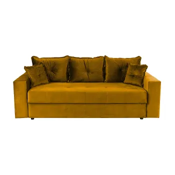 Canapea ARISSA extensibila, 3 locuri, cu arcuri, galben, 235x110x77 cm imagine