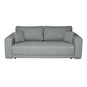 Canapea BERNA B extensibila, 3 locuri, cu arcuri si lada depozitare, gri deschis, 238x108x77 cm imagine