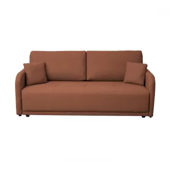 Canapea BERNA S extensibila, 3 locuri, cu arcuri si lada depozitare, caramiziu, 210x110x90 cm imagine