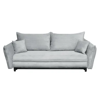 Canapea CAMILLE extensibila, 3 locuri, cu arcuri si lada depozitare, gri deschis, 238x115x95 cm imagine
