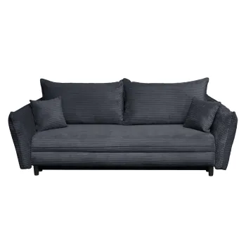 Canapea CAMILLE extensibila, 3 locuri, cu arcuri si lada depozitare, gri inchis, 238x115x95 cm imagine