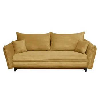 Canapea CAMILLE extensibila, 3 locuri, cu arcuri si lada depozitare, mustar, 238x115x95 cm imagine