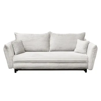 Canapea CAMILLE T extensibila, 3 locuri, cu arcuri si lada depozitare, bej, 238x115x95 cm imagine