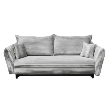 Canapea CAMILLE T extensibila, 3 locuri, cu arcuri si lada depozitare, gri deschis, 238x115x95 cm imagine
