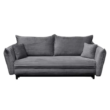 Canapea CAMILLE T extensibila, 3 locuri, cu arcuri si lada depozitare, gri inchis, 238x115x95 cm imagine