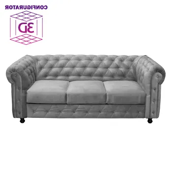Canapea CHESTERFIELD extensibila, 3 locuri, cu arcuri, 205x90x80 cm, Configurator 3D imagine
