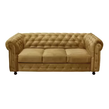 Canapea CHESTERFIELD extensibila, 3 locuri, cu arcuri, galben, 205x90x80 cm imagine