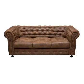 Canapea CHESTERFIELD extensibila, 3 locuri, cu arcuri, maro, 205x90x80 cm imagine