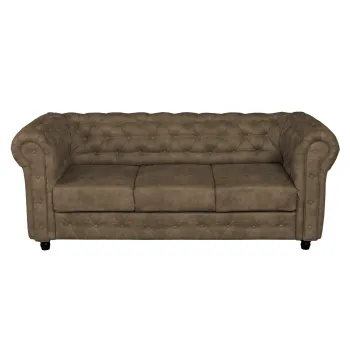 Canapea CHESTERFIELD extensibila, 3 locuri, cu arcuri, maro deschis, 205x90x80 cm imagine